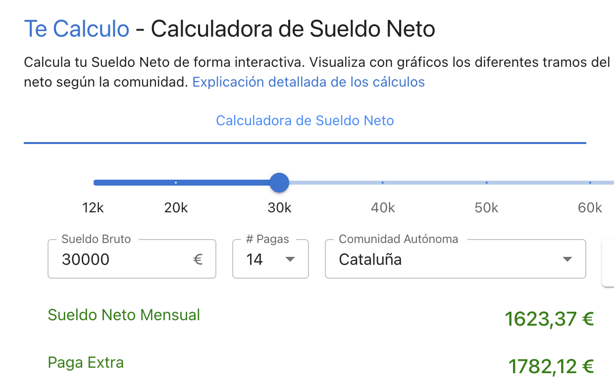 Ejemplo de sueldo neto con 14 pagas