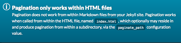 jekyll-paginate disclaimer