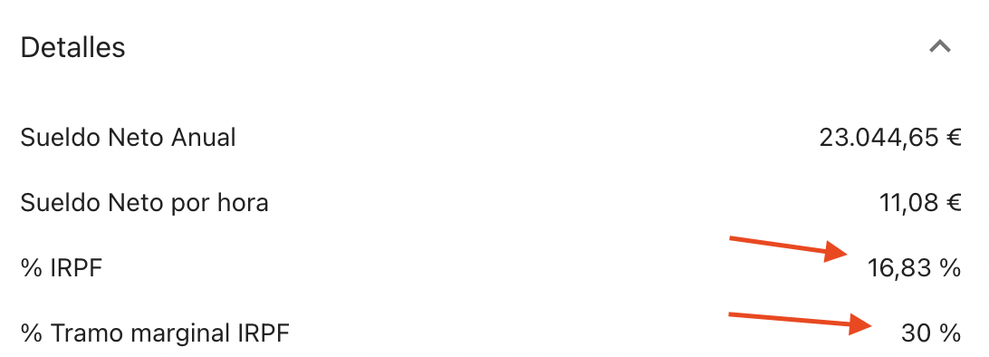 Tramo marginal en los detalles